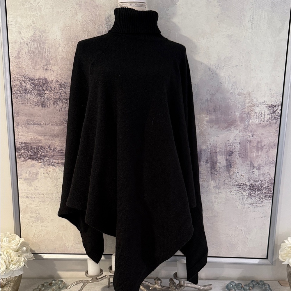 Pookie & Sebastian Black Turtleneck Poncho Sweater